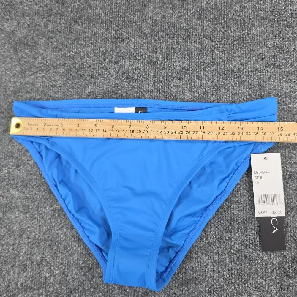 La Blanca Women's Bikini Bottom Size 12 Blue Ruched Side Hipster Swimwear
